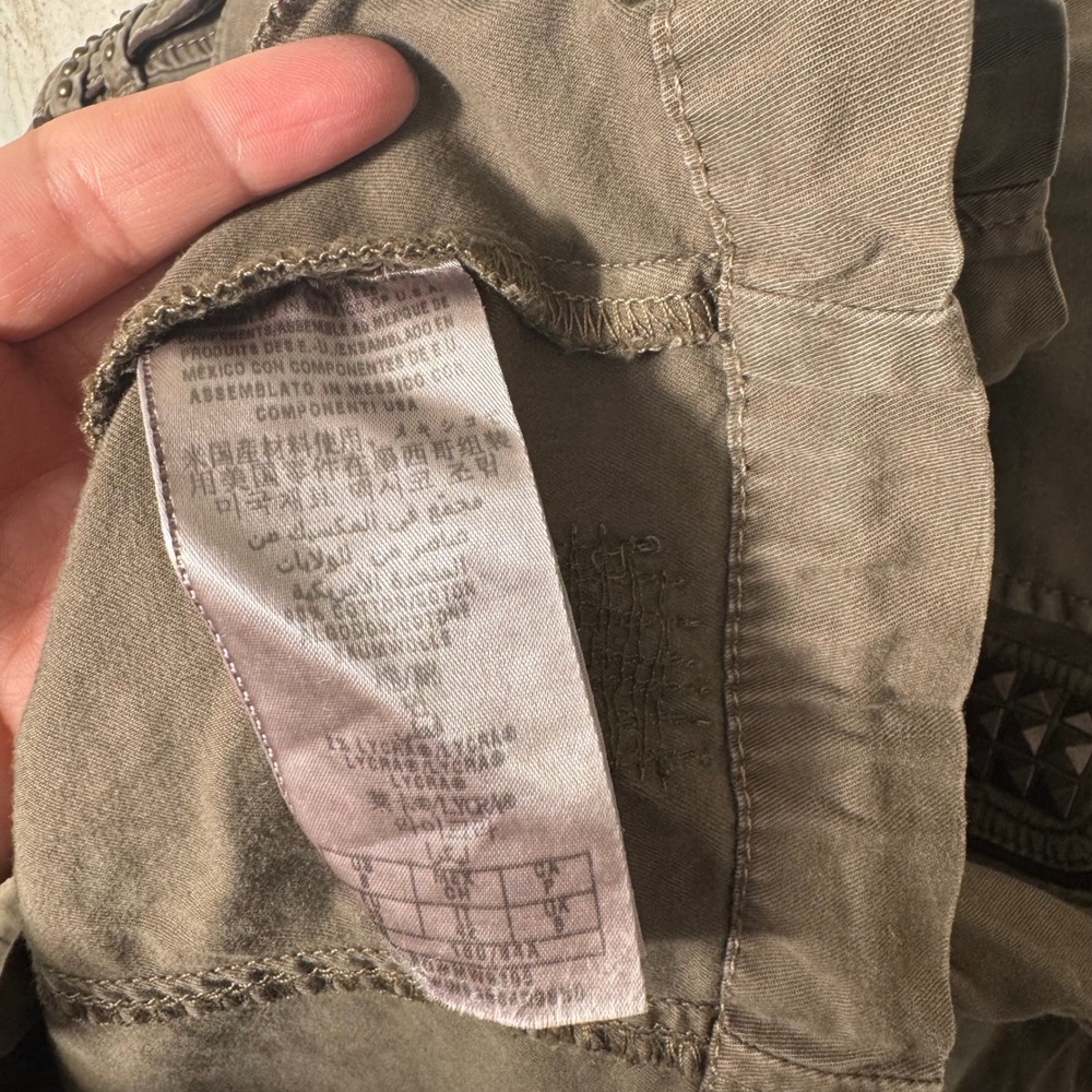 Vintage Y2K Guess Military Style Button Zip Jacket Olive Green Grunge Womens S - Picture 9 of 9
